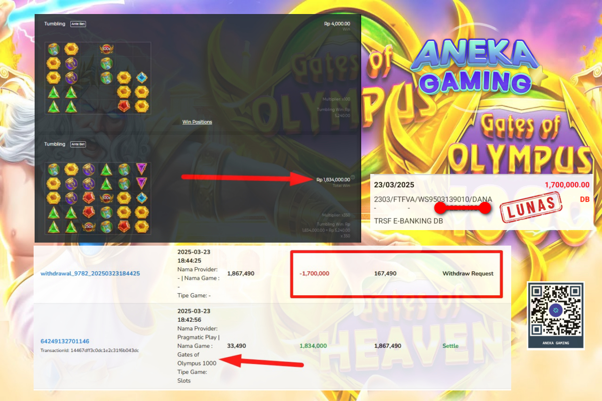 JACKPOT MAIN GATES OF OLYMPUS 1000 23 MARET 2025