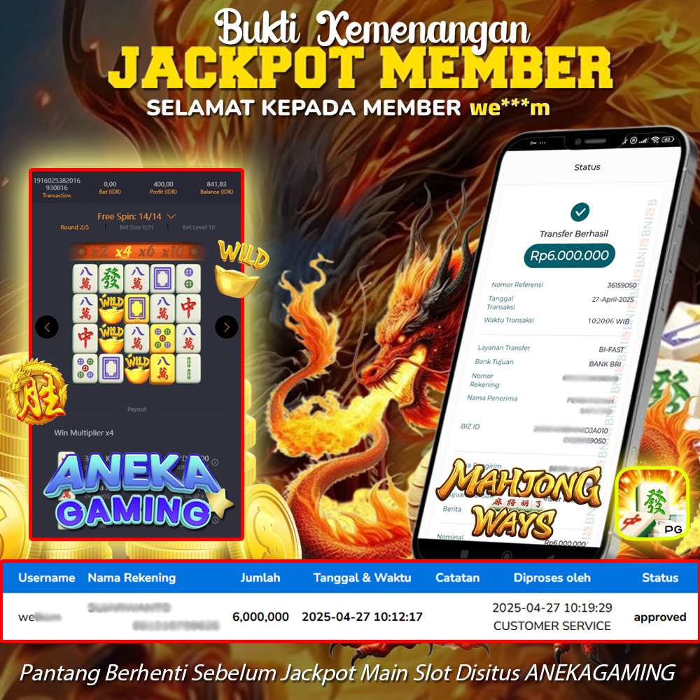 JACKPOT MAIN SLOT MAHJONG 27 APRIL 2025